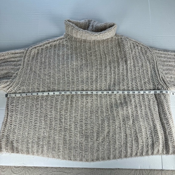 Free People Womens Sweater Size Medium Beige Cropped Turtleneck Cozy Boho - Picture 9 of 11